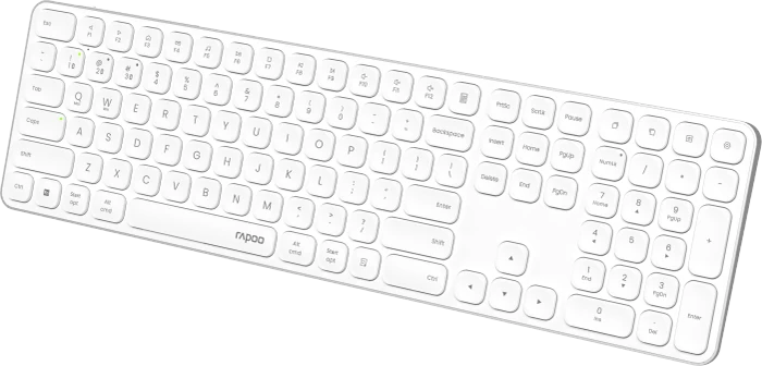 Rapoo E9810M Multi-mode Wireless Ultra-slim Keyboard, weiß/silber, USB/Bluetooth, DE
