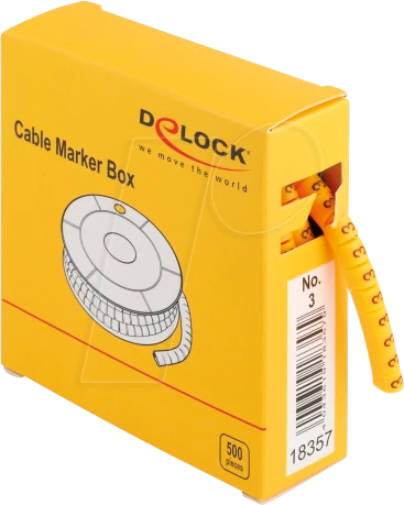 DeLOCK Kabelmarker Box, Nummer 3, gelb, 500 Stück