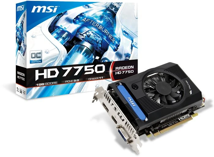 MSI Radeon HD 7750, R7750-PMD1GD5/OC V2, 1GB GDDR5, DVI, HDMI, DP