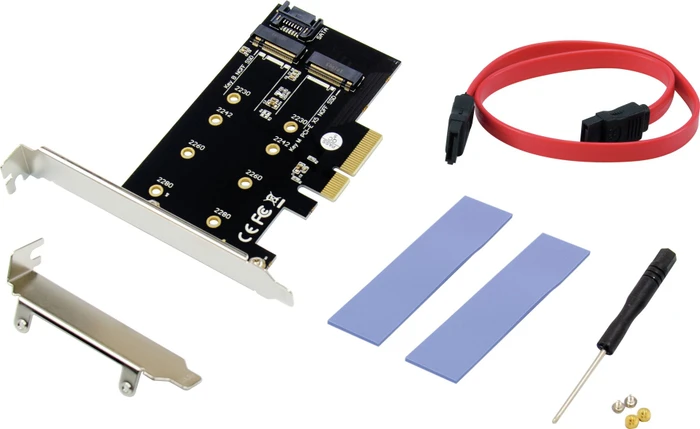 Conceptronic PCIe 3.0 x4 -> 1x M.2 Key B-M-Key, 1x M.2 Key M NVMe, 1x SATA