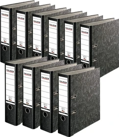 Falken Ordner 2-Ring Recycling Plus Wolkenmarmor, 80mm, A4, schwarz, 10er-Pack