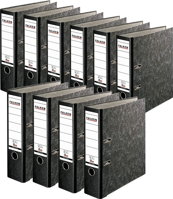 Falken Ordner 2-Ring Recycling Plus Wolkenmarmor, 80mm, A4, schwarz, 10er-Pack