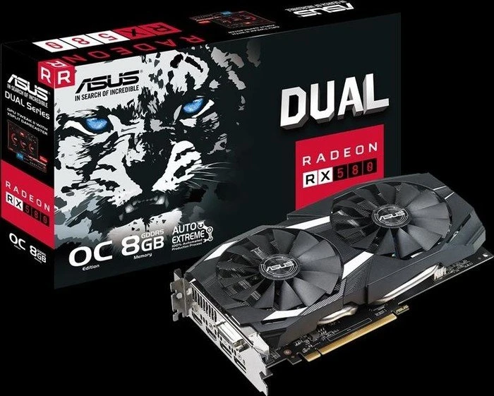 ASUS Dual Radeon RX 580 OC, DUAL-RX580-O8G, 8GB GDDR5, DVI, 2x HDMI, 2x DP