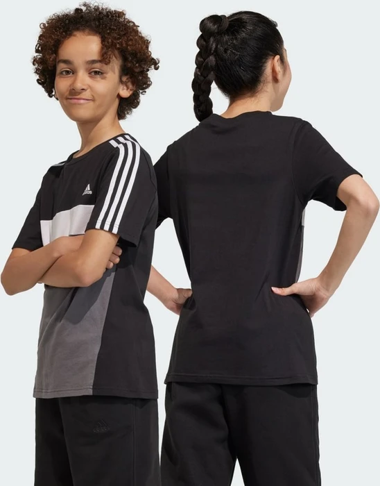 adidas Tiberio 3-Streifen Colorblock Cotton T-Shirt kurzarm black/grey five/white (Junior)