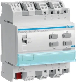 Hager KNX Schalt-/Jalousieaktor 4/2-fach 16A C-Last, 4TE REG, Schaltaktor (TYA604D)