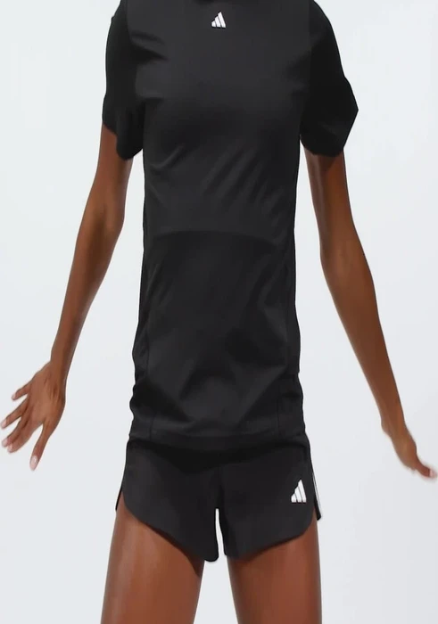 adidas Pacer Training 3-Streifen Woven High-Rise Trainingshose kurz schwarz/weiß (Damen)