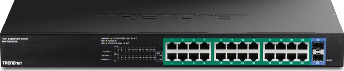 TRENDnet TPE-TG Rackmount Gigabit Smart Switch, 24x RJ-45, 2x SFP, 380W PoE+
