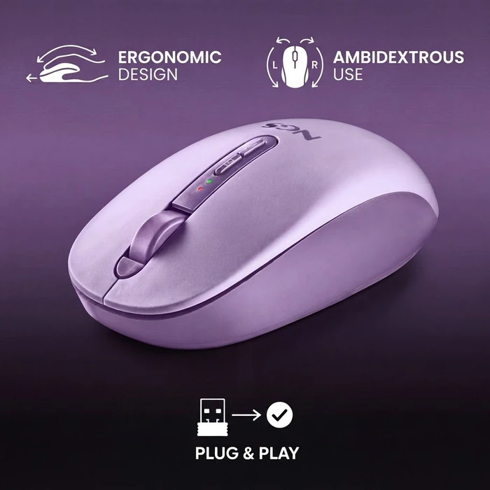 NGS Fog Dual Purple Wireless Mouse, violett, USB/Bluetooth