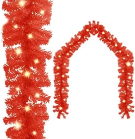 vidaXL Weihnachtsgirlande 10m rot LED 150x warmweiß