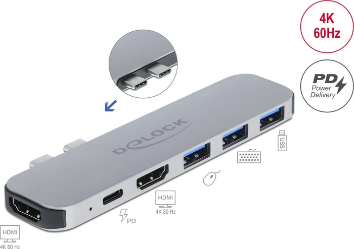 DeLOCK Dockingstation für MacBook Dual HDMI, 2x Thunderbolt 3 [Stecker]