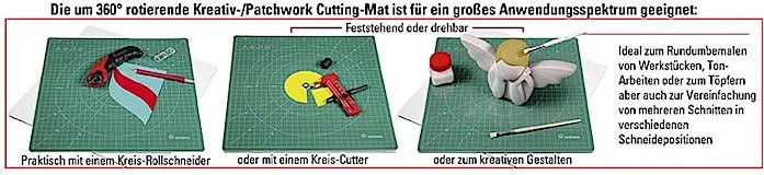 Ecobra Rotierende Kreativ-/Patchwork Cutting-Mat selbstheilende Schneidematte 6-lagig, einseitig bedruckt, 31.5x31.5cm, grün