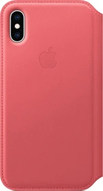 Apple Leder Folio Case für iPhone XS pfingstrosenpink