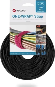 Velcro One-Wrap Strap Klett-Kabelbinder, 20mm, 200mm, schwarz, 100 Stück
