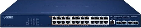Planet GS-4210 Rackmount Gigabit Managed Switch, 24x RJ-45, 4x SFP+, 420W PoE++