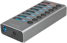 LogiLink USB-Hub mit Ladeanschluss, 7x USB-A 3.0, USB-B 3.0 [Buchse]