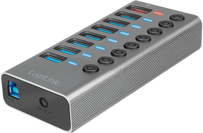 LogiLink USB-Hub mit Ladeanschluss, 7x USB-A 3.0, USB-B 3.0 [Buchse]
