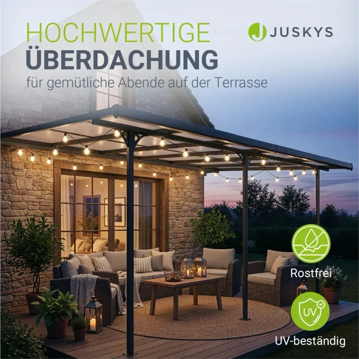 Juskys Borneo Terrassenüberdachung anthrazit