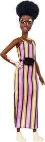 Mattel Barbie - Fashionistas mit Vitiligo und Afro in gestreiftem Kleid