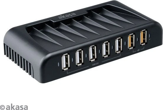 Akasa Connect 7 FC USB-Hub, 5x USB-A 2.0, USB 2.0 Mini-B [Buchse]