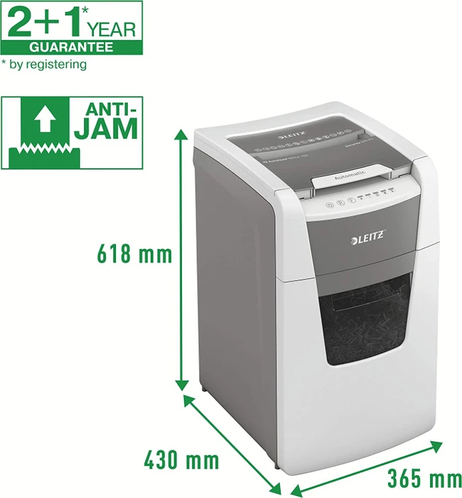 Leitz IQ Autofeed Office 150 P5, 2x15mm, weiß/grau