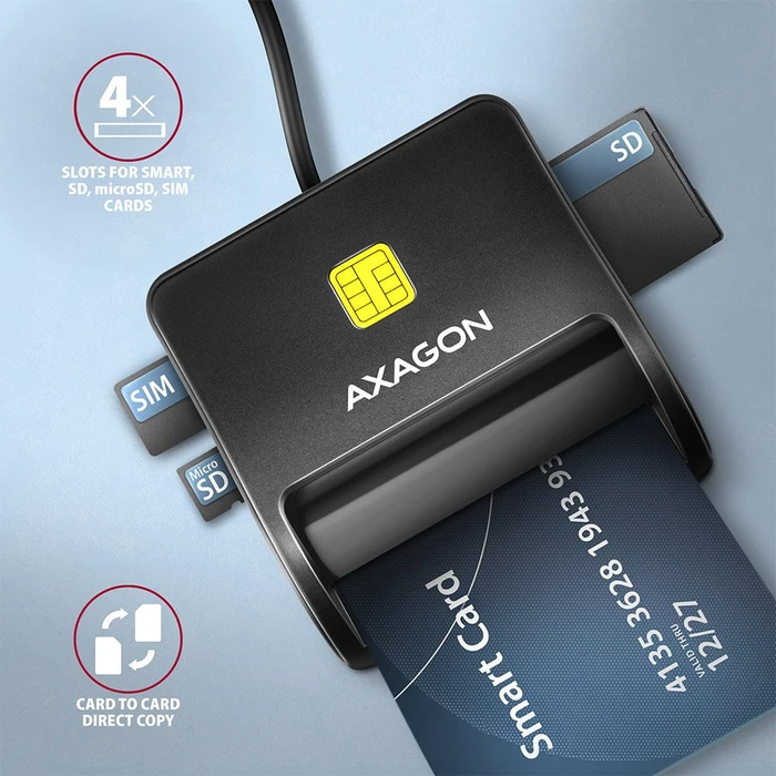 Axagon Smartcard Multi-Slot-Cardreader, USB-A 2.0 [Stecker]