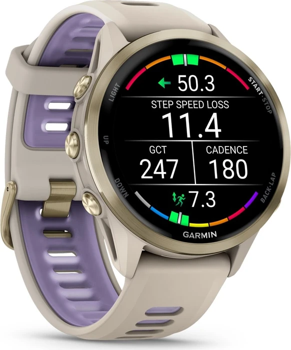 Garmin Forerunner 970 soft gold titanium/french grey/translucent indigo