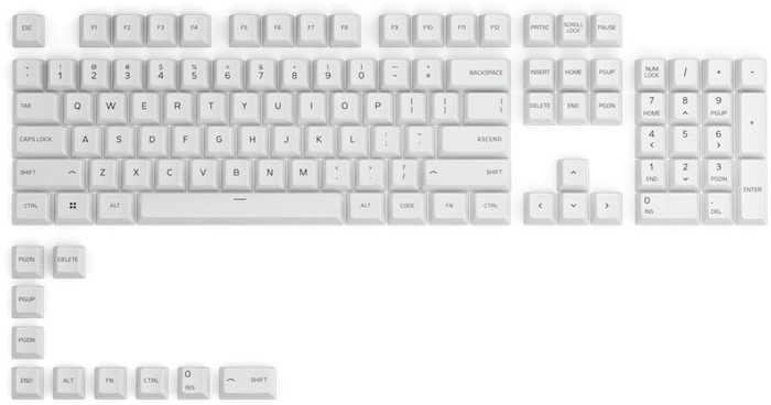 Glorious GPBT Keycaps, Kunststoff (PBT), Arctic White, weiß, 114 Tasten (104+10), ANSI-US