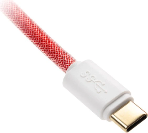 Ducky Premicord Spiralkabel USB-C auf USB-A, Tastaturkabel (Spiral-Textilkabel), 1.8m, Apple Red