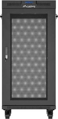 Lanberg 19" Rackschrank 24HE, LCD, freistehend, Flat Pack, V2, Gitternetztür, IP20, RAL 9004, 600mm tief