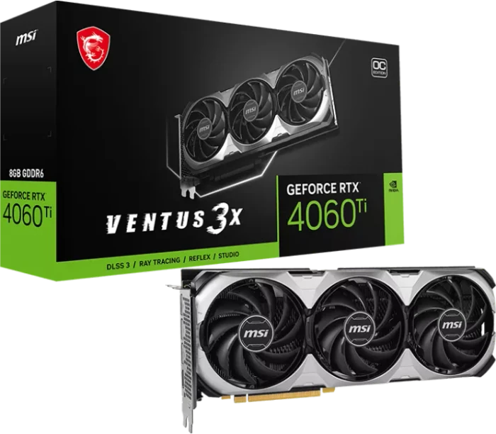 MSI GeForce RTX 4060 Ti Ventus 3X 8G OC, 8GB GDDR6, HDMI, 3x DP