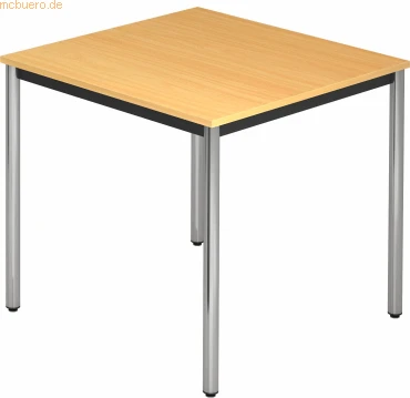 Hammerbacher Meeting D-Serie DR08/6/C Konferenztisch 80x80cm Buche/chrom