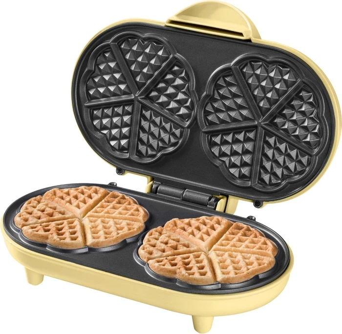 Bestron ADWM1000V Herzwaffelautomat Waffeleisen gelb