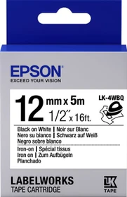 Epson LK-4WBQ Textil-Aufbügelband, 12mm, schwarz/weiß