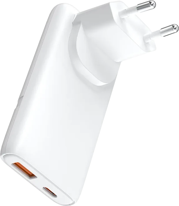 LogiLink Dual-USB GaN-Reiseladegerät 1x USB-C 1x USB-A 65W weiß