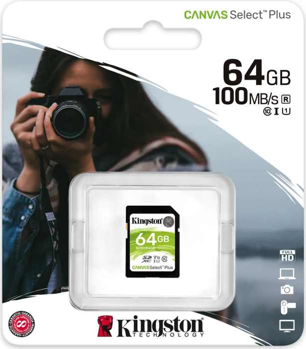 Kingston Canvas Select Plus R100 64GB, UHS-I U1, Class 10