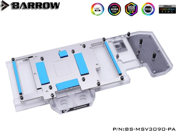 Barrow NVIDIA RTX 3090 LRC 2.0 Full Coverage GPU Water Block, MSI 3090 Ventus Aurora