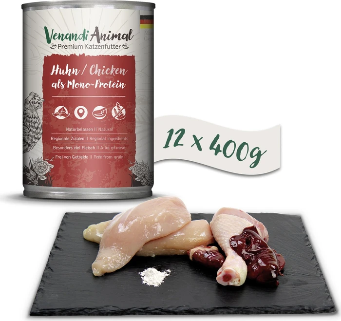 Venandi Animal Huhn als Monoprotein, 4.80kg (12x 400g)