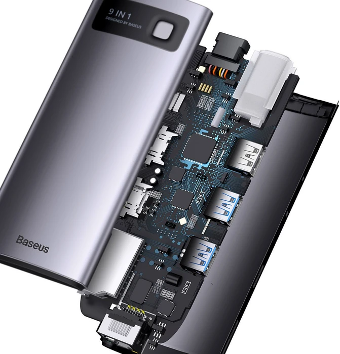 Baseus Joystar 9-in-1 Docking Station, Multiport-Adapter, USB-C 3.0 [Stecker]