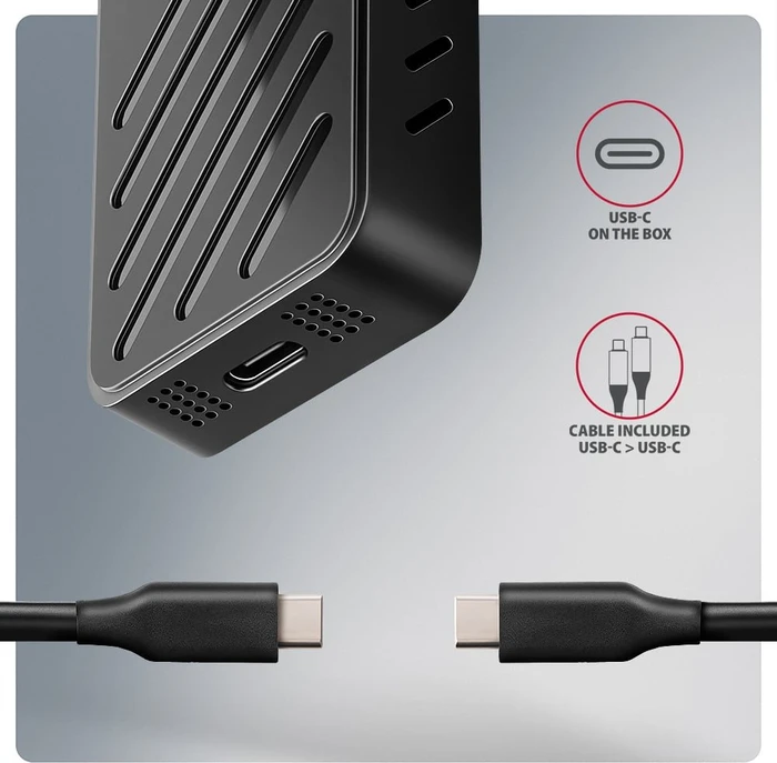 Axagon M.2 Festplattengehäuse, M.2 PCIe, USB-C 3.2