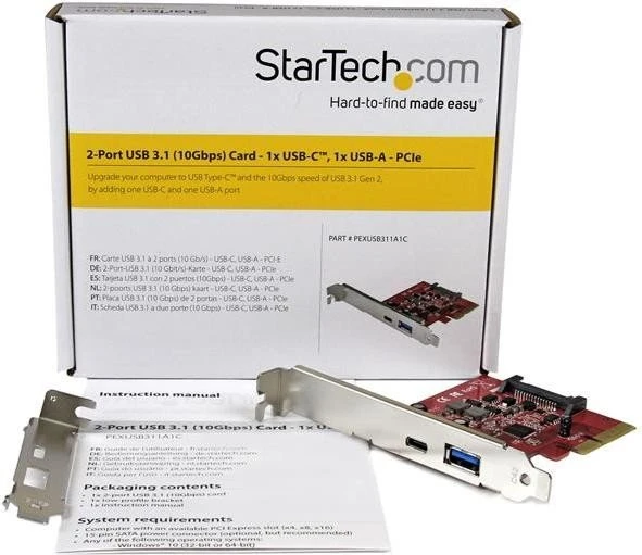 StarTech 1x USB-C 3.1, 1x USB-A 3.1, PCIe 2.0 x4