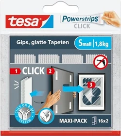 tesa Powerstrips Clips Medium Tapete/Putz weiß, Klebenagel