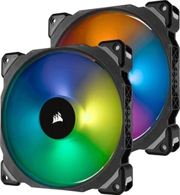 Corsair ML Series ML140 PRO RGB LED Premium Magnetic Levitation Fan, LED-Steuerung, 140mm, 2er-Pack