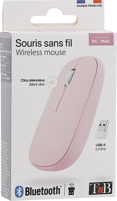 T'nB iClick color DUAL CONNECT Mouse pink, USB/Bluetooth