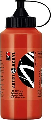 Marabu Artist Acryl Acrylfarbe, kadmiumrot mittel, 500ml