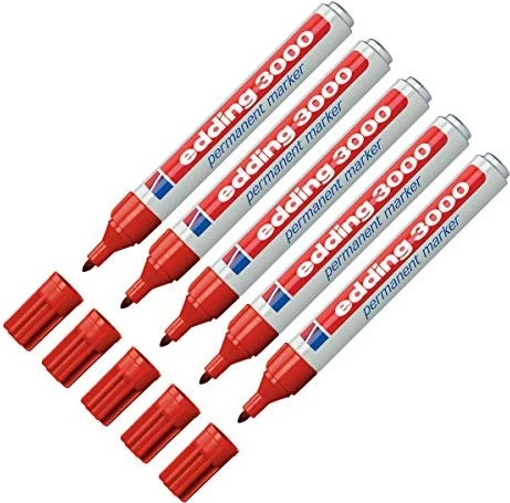 edding 3000 Permanentmarker rot, 5er-Pack