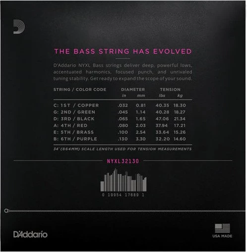 D'Addario NYXL 6-String Bass Regular Light, Long Scale