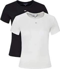Tommy Hilfiger Essential Slim Fit T-Shirt kurzarm ecru/black (Damen)