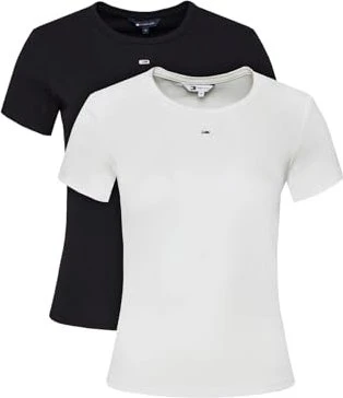 Tommy Hilfiger Essential Slim Fit T-Shirt kurzarm ecru/black (Damen)