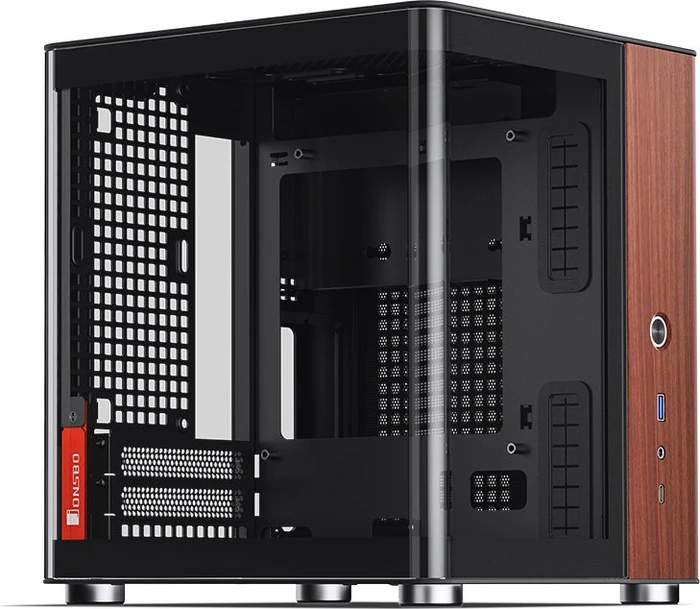 Jonsbo TK-0 Black, schwarz/braun, Glasfenster, Mini-ITX