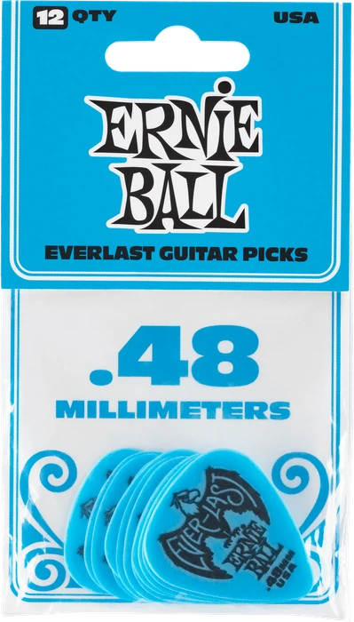 Ernie Ball Blue Everlast Pick, .48mm, 12-Pack